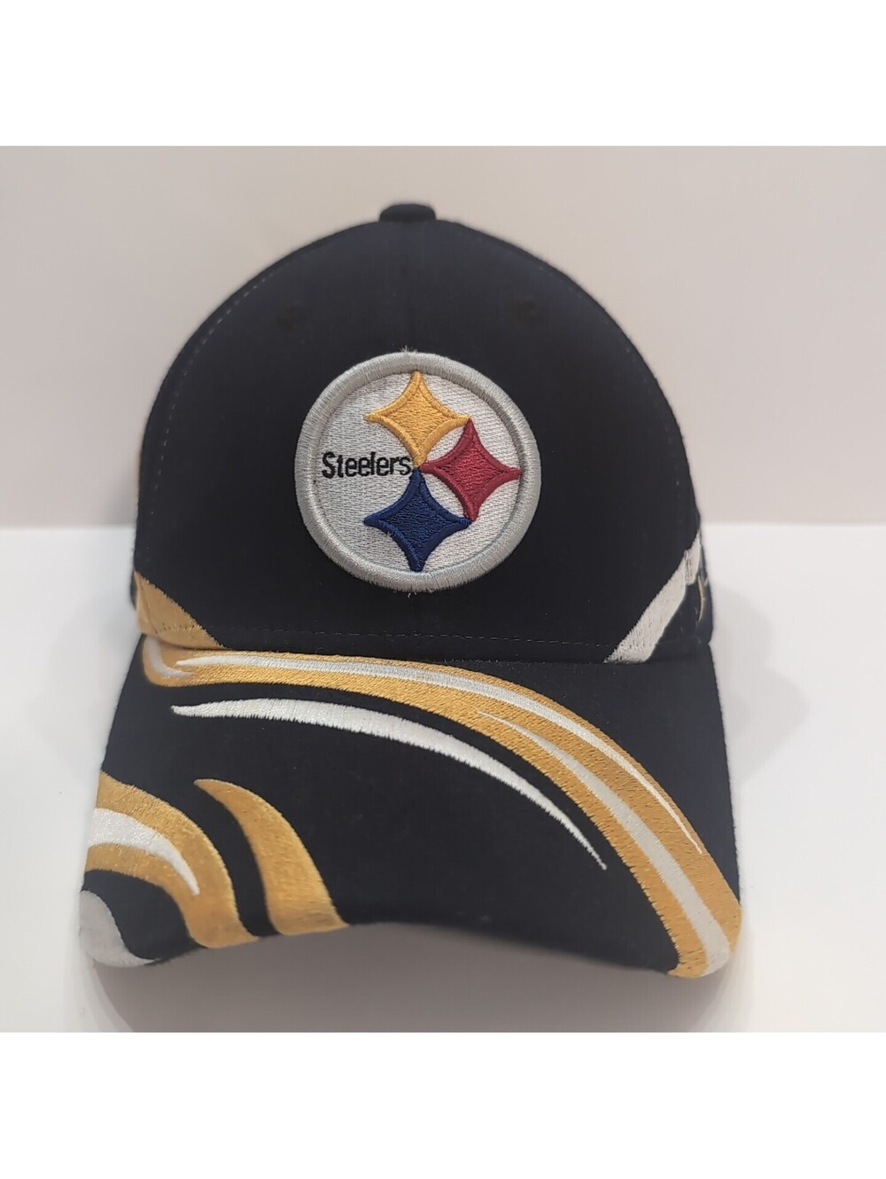 Vintage Pittsburgh Steelers Logo Swirl Hat Cap Reebok Y2K Black Yellow Reebok